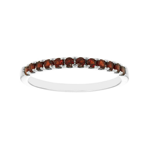Garnet Gemstone Ring, 925 Sterling Silver 0.26 Ctw Red Garnet Gemstone Stackable Wedding Ring, Women Engagement Eternity Ring, Gift For Her