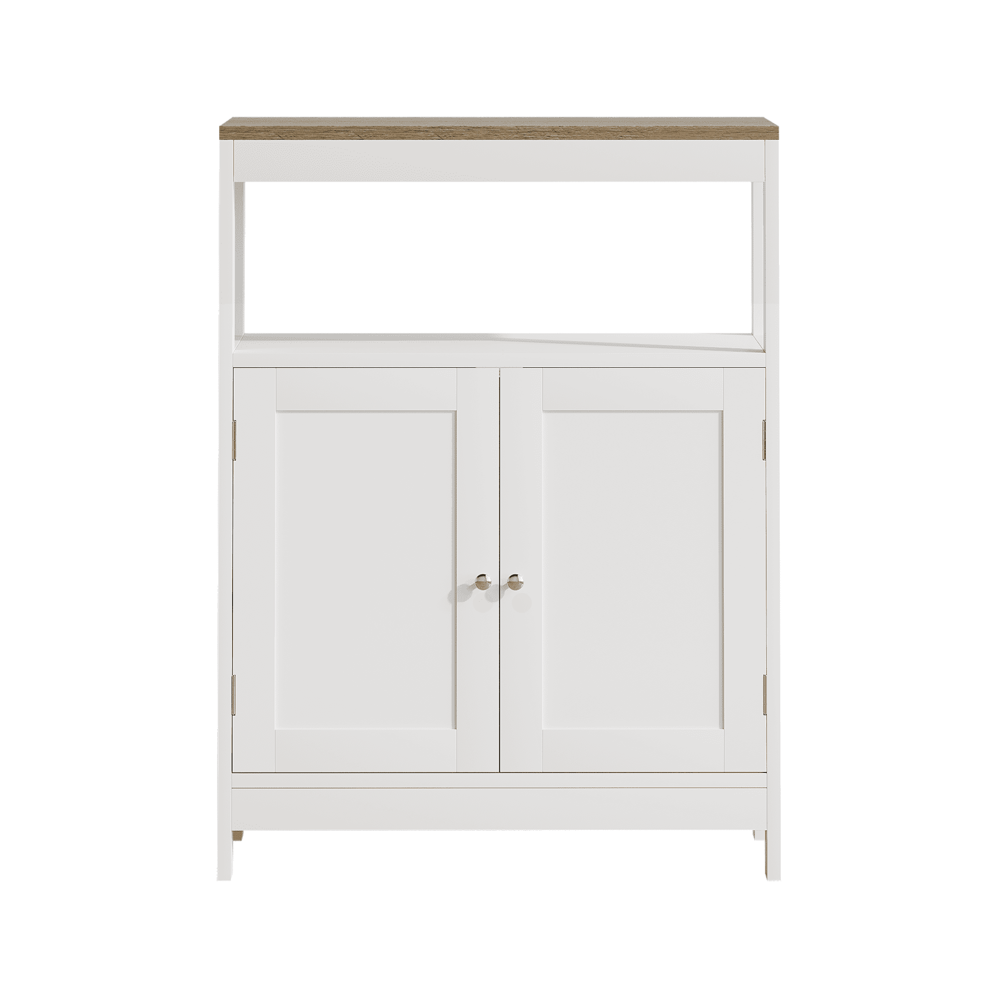 23.6-Inch Modern Storage Cabinet with Double Doors and Adjustable Shelf, Freestanding Organizer and Sideboard for Kitchen Bathroom Entryway, White