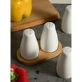 thumbnail image 3 of Salt and Pepper Shakers Set with a Bamboo Tray Ceramic Salt Shaker White Salt and Pepper Shaker Simplicity Salt and Pepper Set, 3 of 5