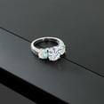 thumbnail image 4 of Gem Stone King 925 Sterling Silver White Moissanite and Simulated White Opal Engagement Ring for Women | 3.90 Cttw | Round 8MM | Gemstone Birthstone | Size 8, 4 of 5
