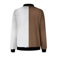 thumbnail image 4 of Htigea Bomber Jacket for Women Color Block Long Sleeve Coats Full Zip Jackets with Pockets Lightweight Hiking Athletic Outerwear Brown S, 4 of 5
