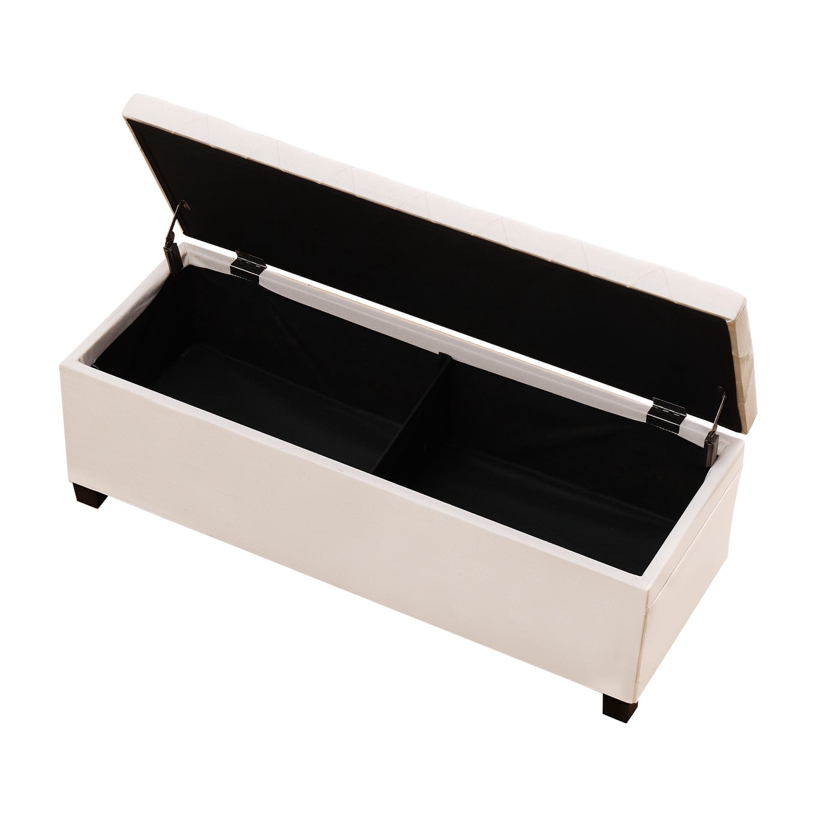 Aukfa 43" Storage Ottoman Bench with Gold Legs, Linen End of Bed Bench for Bedroom & Entryway,Beige