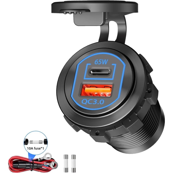 CoolStuff Upgraded 12V USB C Outlet 83W PD & QC Multiple USB Charger Socket Aluminum Alloy Waterproof Accessories for Car Boat Marine Motorcycle RV ATV Truck Golf Cart