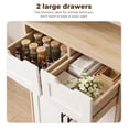thumbnail image 6 of Ktaxon 67" Tall Bathroom Cabinet with 2 Drawers, Floor Storage Cabinet Wardrobes, 4 Door Wooden Cupboard Adjustable Shelf, White & Natural, 6 of 7