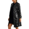 thumbnail image 4 of INSPIRE CHIC Faux Leather Coats for Women's Notched Collar Button Down Winter Long Coat, 4 of 4