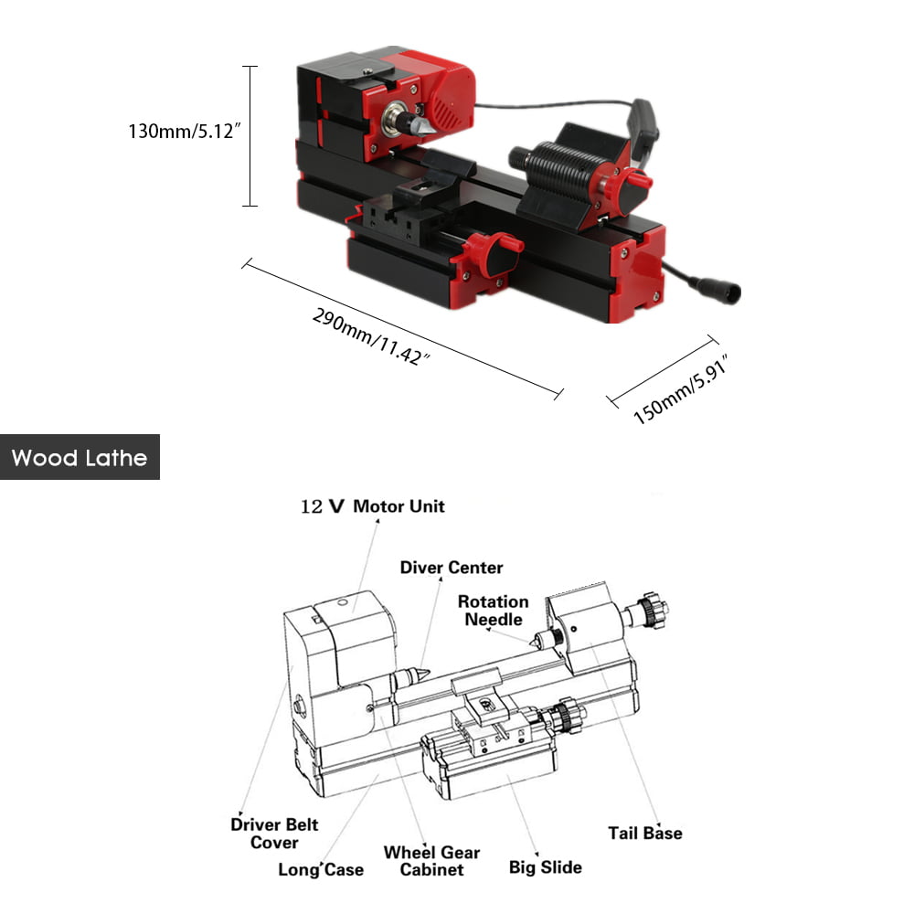 US 6in1 Machine Wood Metal DIY Tool Jigsaw Milling Lathe Drilling Multi-function