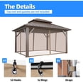 thumbnail image 4 of 10'x12' Gazebo Universal Replacement Privacy Curtain, Outdoor 4-Panels Sidewall Curtains with Zipper, Hooks and Rings Included for Garden, Backyard and Patio (Khaki, 6.9ft X 9.7ft Netting), 4 of 7