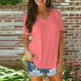 thumbnail image 2 of Admvng Summer Tops For Women Fashion Solid Color V-Neck Short Sleeve T-Shirt Blouse S-5XL, 2 of 6