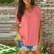thumbnail image 1 of Fiudx Ropa de Mujer Blusa de Manga Corta con Cuello En V de Color Sólido a La Moda para Mujer, 1 of 6