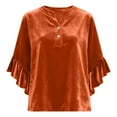 thumbnail image 5 of Ounisa Velvet Tops for Women Pleated Button Dwon Dressy Casual Loose Blouse Tops for Holiday party, 5 of 6