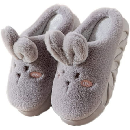 

PIKADINGNIS Women Cozy Memory Foam Slippers Cute Rabbit Ear Warm Fuzzy House Shoes Anti-Skid Thick Sole Indoor Outdoor