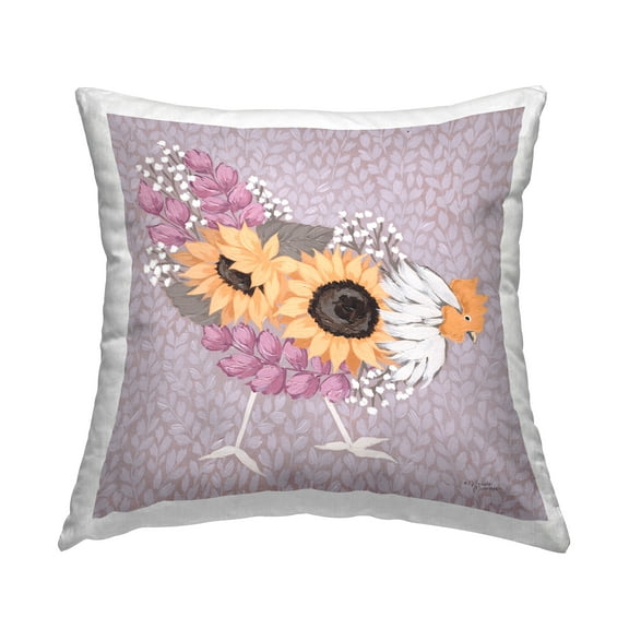 Stupell Industries Abstract Hen Portrait Sunflower Body Botanical Pattern Glam Purple,18 x 7 x 18 Decorative Pillows