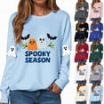 thumbnail image 2 of Towmus Halloween Sweatshirts Women Embroidered Sequin Ghost Graphic Pullover Shirt Halloween Crewneck Tops, 2 of 9