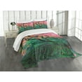 thumbnail image 3 of Ambesonne Tree Quilted Bedspread Set 3 Pcs, Red Leaf Maple in Garden, Queen Size, Green, 3 of 5