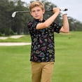 thumbnail image 2 of Bysome Boys Tops Summer Dinosaur Print Short Sleeve Lapel Neck Tees Smooth Boys Shirt Size 3-4 Years Black, 2 of 5