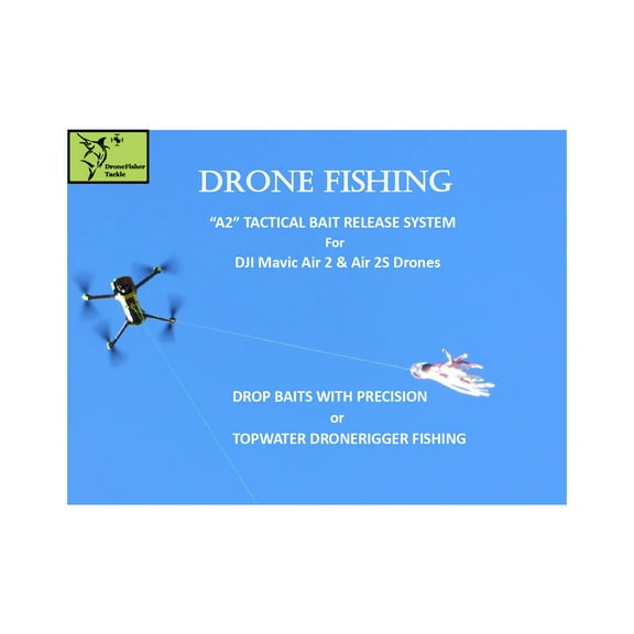 DroneFisher Tackle "A2" Drone Fishing Tactical Bait Release System for DJI Air2 and Air 2S drones.