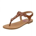 thumbnail image 2 of Beverly Hills Polo Club Girls Kids Thong Sandal with Multi Flower Accents, Brown, 11, 2 of 5