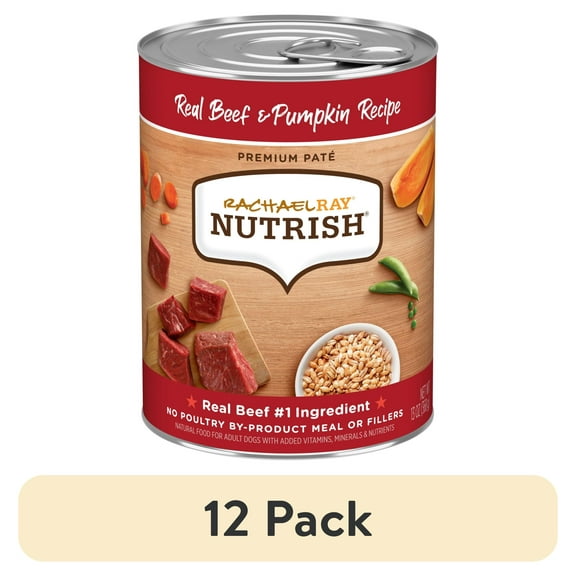 (12 pack) Rachael Ray Nutrish Premium Paté Real Beef & Pumpkin Recipe Wet Dog Food, 13 oz. Can