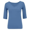 thumbnail image 6 of Sillenn Basic T Shirts Half Sleeve Tee Shirts V Neck 1/2 Sleeve Tops for Women Basic Solid Color Stretchy Top Mid Arm Length Shirts Women Basic Layering Top Basic Fit Tee Base Layer Blue 4Xl, 6 of 8