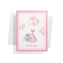 Pink Elephant Notes Twigs Paper Baby Boy Shower Thank You Cards, 12 Blue Elephant Note ...