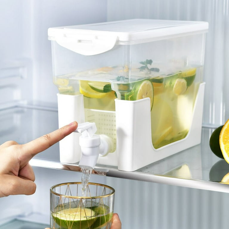 Dezsed Beverage Dispenser for Parties - Leakproof Spigot - Drink Dispenser  for fridge, Water Dispenser With Top-White 