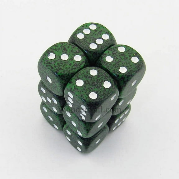 Recon Speckled D6 Dice with White Pips 16mm (5/8in) Pack of 12 Dice Chessex