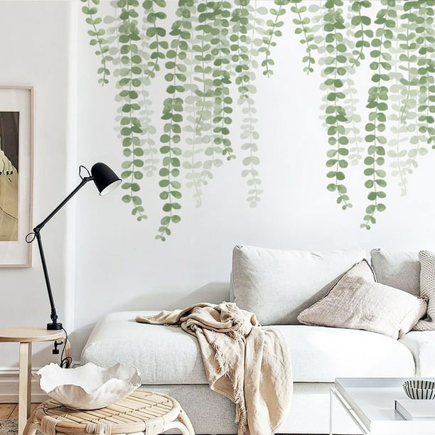 Autocollant mural motif feuille auto-adhésif Art plantes vigne décoration  de la maison amovible décalcomanie 