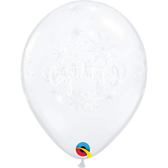 11 inch Congratulations Elegant Diamond Clear Latex Balloons (50 Pack) - Party Supplies Decorations