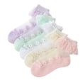 thumbnail image 4 of XIMIN Toddler Baby Girls Nylon Lace Socks with Pearls Cute Frilly Double Layer Ruffle Cotton Socks Girls Princess Dress Ankle Socks (1-3 Years, Pink), 4 of 4