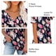thumbnail image 4 of Camiseta floral con cuello en V y dobladillo con volantes para mujer Camisas cortas holgadas Blusa corta plisada, 4 of 5