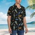 thumbnail image 3 of Sikiie Space Rockets Print Men's Hawaiian Shirt, Summer Beach Button Pocket Short Sleeve T-Shirt,Small, 3 of 7