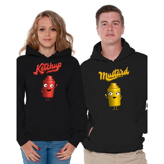 Awkward Styles Matching Couple Hoodies Valentine's Day Collection Matching Hoodie Sweaters His and Hers Gifts Funny Ketchup Mustard Couples Hoodie Valentines Cute Matching Outfits for Couples