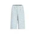 thumbnail image 4 of Pedal Pushers for Women Casual Summer Wide Leg Cotton Linen Striped Shorts Casual High Waist Linen Capri Pants Gauze Capris,XL, 4 of 4