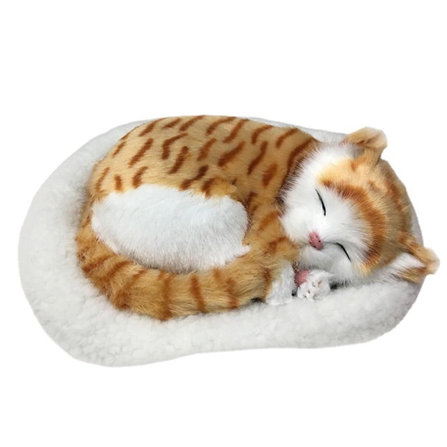 Juguete de gato realista para dormir, gato que respira, muñeco de peluche con tapete, juguetes de peluche para niños, adorno para el hogar