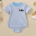 thumbnail image 3 of Baby Onesies Boy Newborn Baby Boy Independence Day Outfit Flag Embroidery Short Sleeve Bubble Romper Summer Bodysuit Baby 4th Of July Outfit, 3 of 8