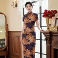 thumbnail image 3 of Vestido cheongsam de primavera y verano, vestido de satén para mujer, moda retro ajustada, disfraces de banquete, 3 of 6