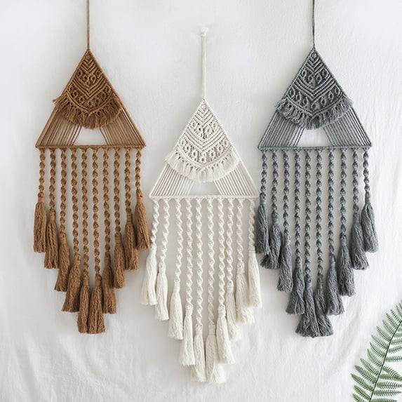 Visland Wall Tapestry Handcrafted DIY Iron Ring Bohemia Cotton Thread Macrame Dream Catcher Household Supplies 