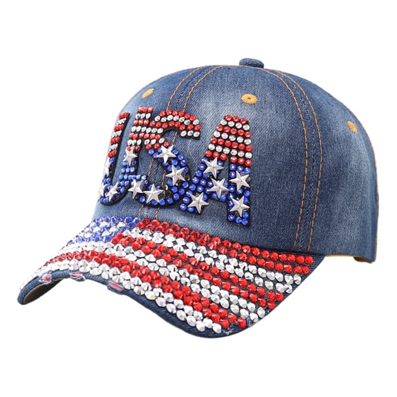 Cotton Blend Patriotic Printed Baseball Cap, 4th Of July Casual Sun Hat, Adjustable Head Accessory, Novelty Costume Decor for Outdoor Travel Home Holiday Party Dress Up