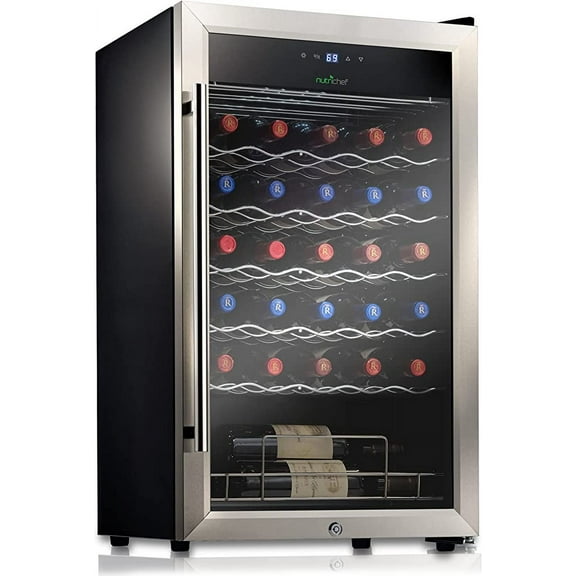 NutriChef 34 Bottle Wine Cooler Refrigerator BLACK
