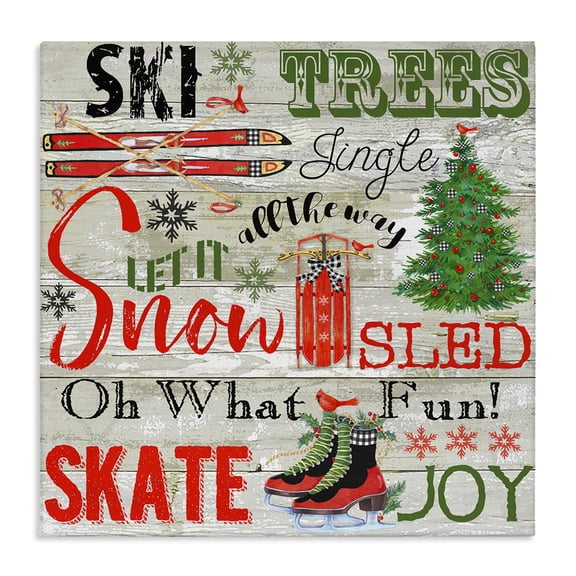 Stupell Industries Farmhouse Joys of Winter List Canvas Art, 17 x 17, by Andrea Tachiera