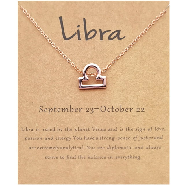 Collar de amistad Qarigey Doce signos del zodiaco Libra Aleación Oro Rosa Type3 NO3