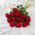 thumbnail image 3 of 12PCS Artificial Roses Silk Flowers Fake Roses Bouquet Long Stem for Home Wedding Decoration Party (Wine), 3 of 4