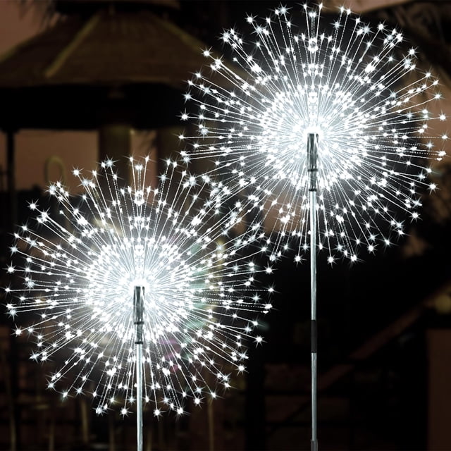 Luces solares para fuegos artificiales JjGoo, paquete de 2, 150 LED, impermeables