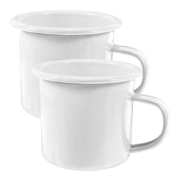 Nishuna 2pcs Enamel Mugs Vintage Mugs Enamel Cup Water Cup Enamel Coffee Mug for Home