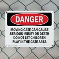 thumbnail image 5 of (2 Pack) Moving Gate Can Cause Serious Injury Or OSHA Danger Sign 24 Inch X 18 Inch Indoor / Outdoor Rust-Free Aluminum Metal Signs for Workplace, Workshop, and Construction Site, Made, 5 of 8