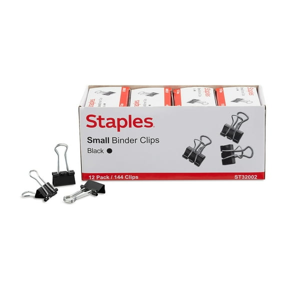 Staples 0.75"W Binder Clips Small Black 432/Carton ST32002/32002VS