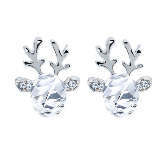 1 Paire de Boucles d'Oreilles en Cristal de Renne Angle de Luxe Goujon (Blanc)