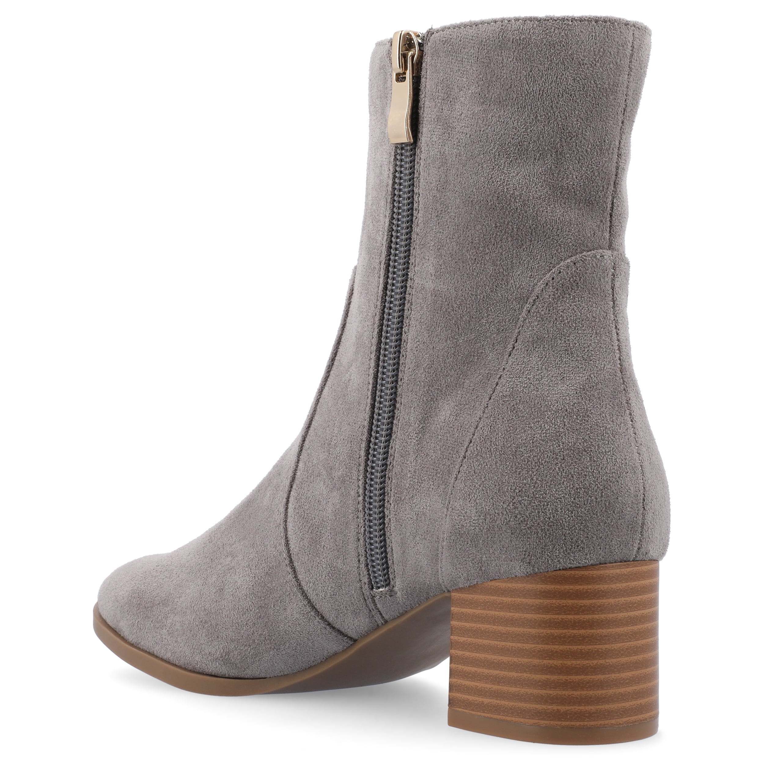 Journee Womens Hayven Stacked Block Heel Almond Toe Booties, Widths Available