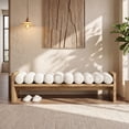 thumbnail image 4 of Tribesigns 59'' Wooden Entryway Bench with Boucle Cushion, Upholstered Fabric End of Bed Bench for Living Room (Removable Cushion), 4 of 7