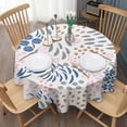thumbnail image 3 of Multicolor Abstract Floral and Leaf Pattern Round Tablecloth 60"x60",Wrinkle Wipeable Table Cloth for Kitchen Dining Room Picnic Patio Party, 3 of 6